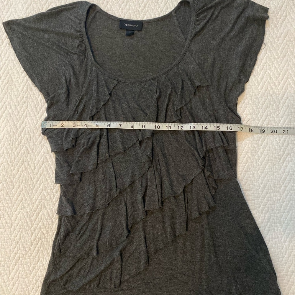 Women's Gray Ruffle Top - Picture 3 of 5